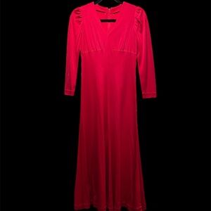 Vintage - 70's/80's Red Poly Maxi - Size S/M